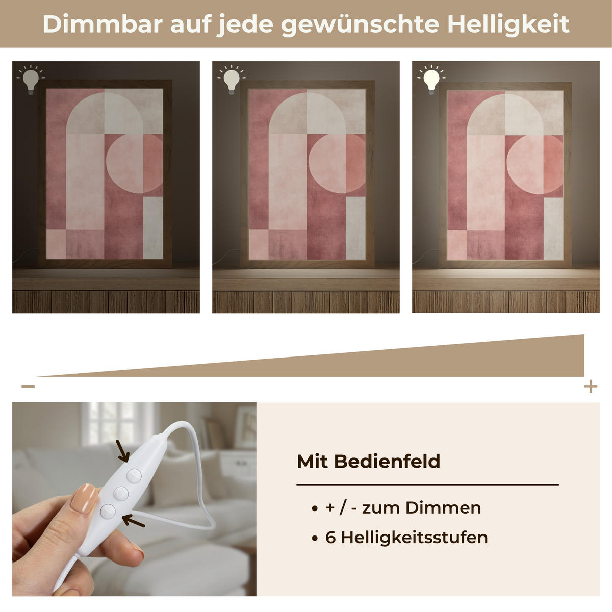 NÁSTĚNNÁ LAMPA Postavy - Abstraktní - Růžová 20x30 cm - starorůžová, kompozitní dřevo (20/30/8cm) - OnlyWow