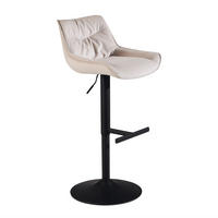 BARHOCKER Samt Lehne Höhenverstellbar Trompetenfuß Gepolstert, Beige 45x55x106 cm - Beige/Schwarz, Textil/Metall (45/106/55cm) - KADIMA DESIGN