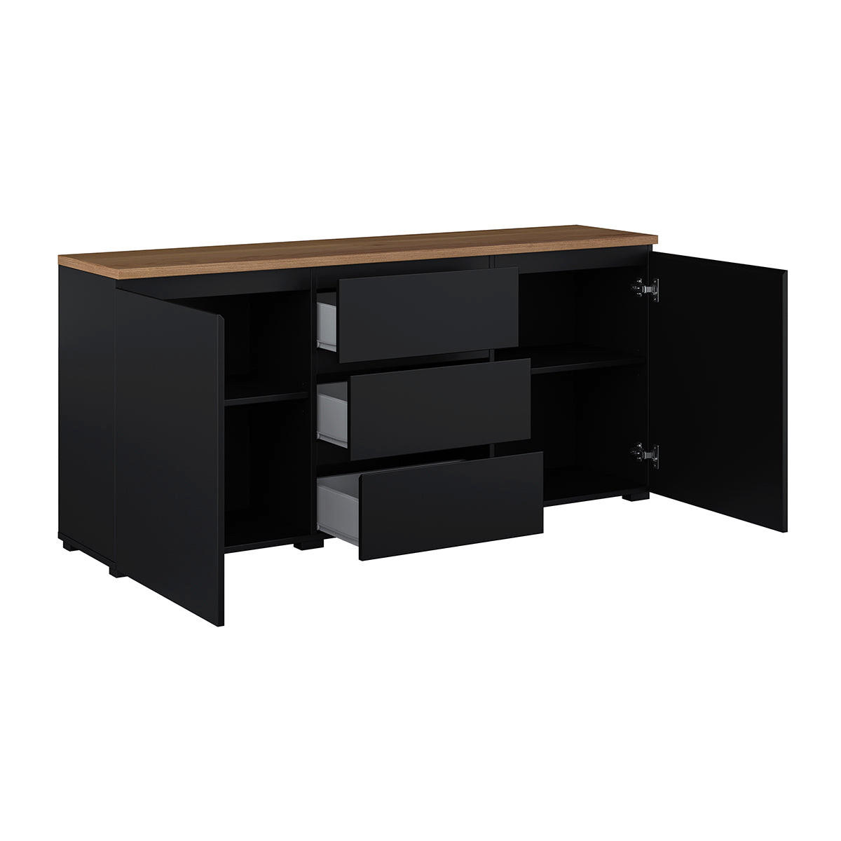 SIDEBOARD Liko Černá a dřevěná - černá, kompozitní dřevo (150/67.9/34.5cm) - Petits-meubles