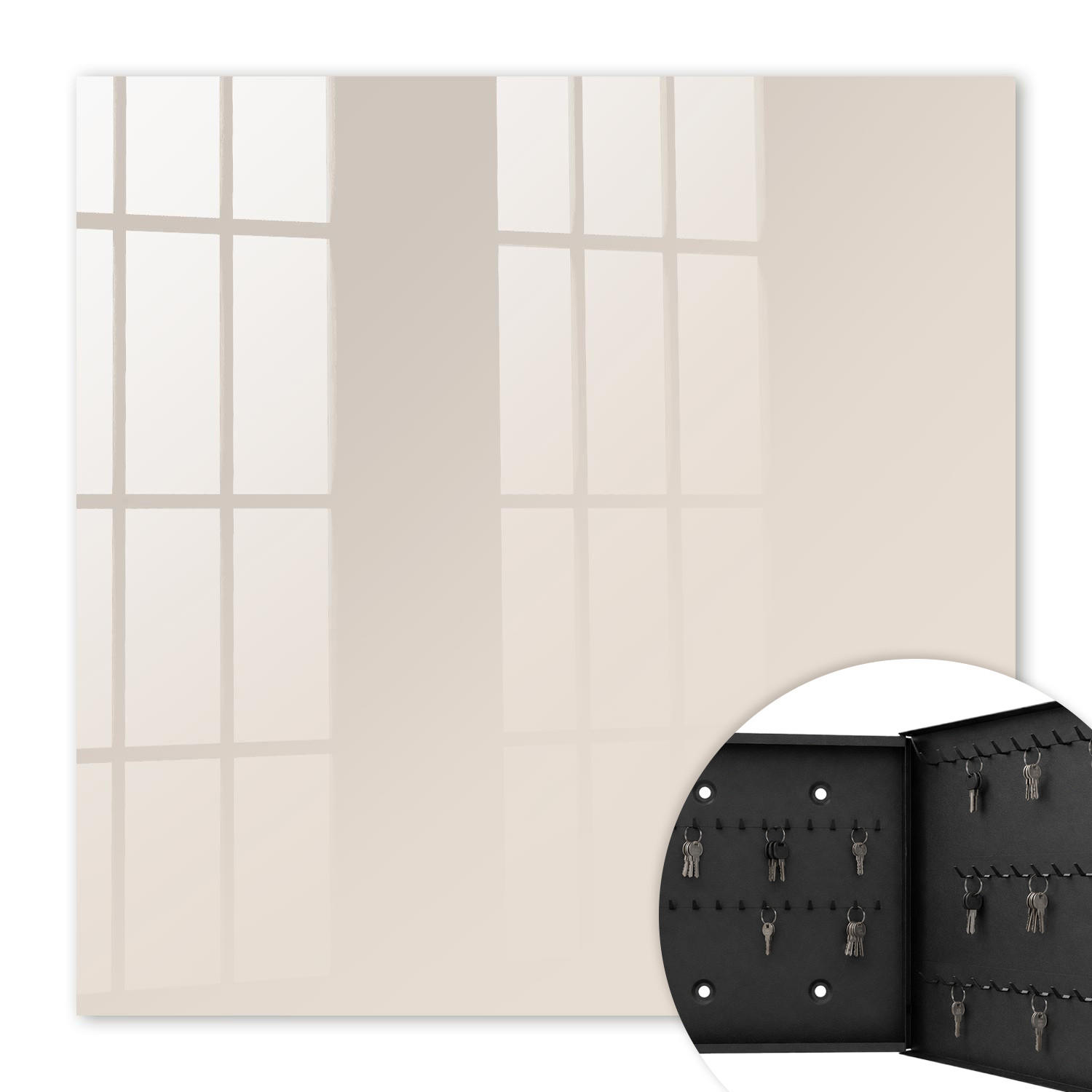 SCHLÜSSELBOX Schwarz 30x30 cm- Türöffnung nach rechts - Beige Stein - Creme, Metall (30/30/5cm) - TULUP