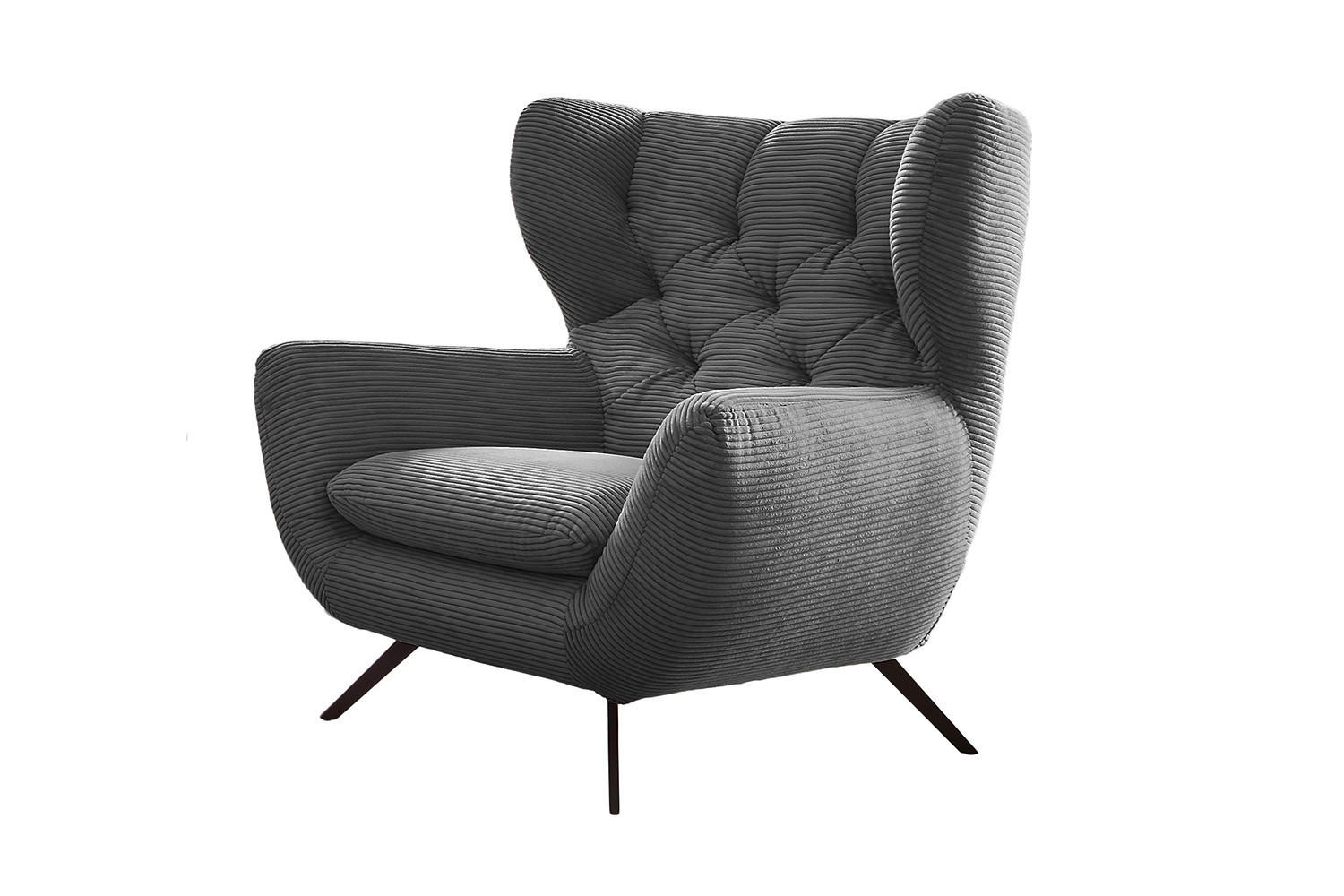 SESSEL CHARME Grau - Schwarz/Grau, Textil/Metall (100/106/95cm) - KAWOLA