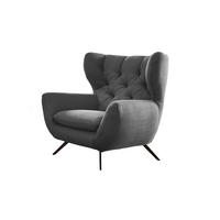 SESSEL CHARME Grau - Schwarz/Grau, Textil/Metall (100/106/95cm) - KAWOLA