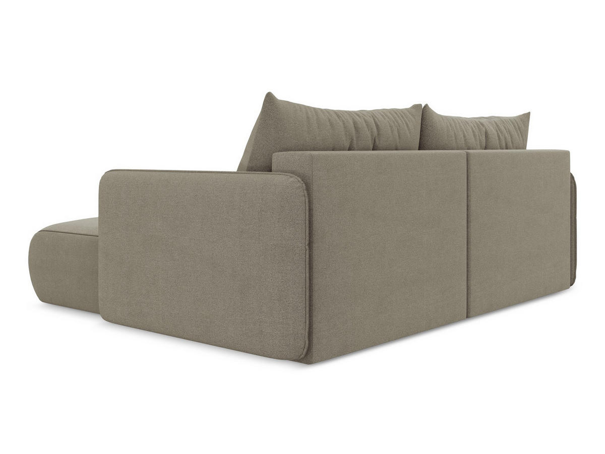 ECKSOFA mit Schlaffunktion Strukturstoff Stoff Beige - Beige/Schwarz, Kunststoff/Textil (207/148cm) - Makamii