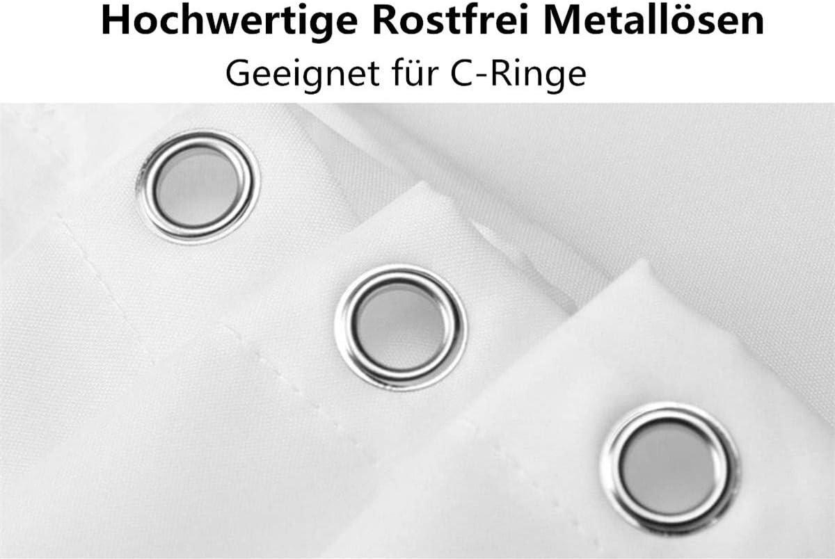 DUSCHVORHANG Gelb goldfarben Badezimmer schimmelresistent waschbar mit Ringen - Weiß, Textil (180/200cm) - MCBOSON