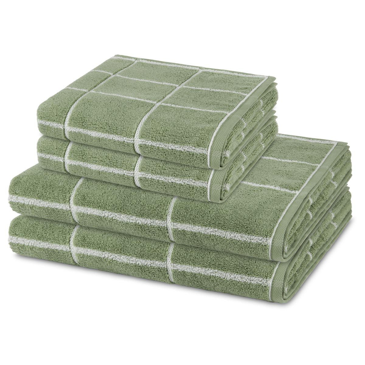 FROTTIERSET Sensual Skin Karo 4-teilig - Grün, Textil (50/100cm) - Ross