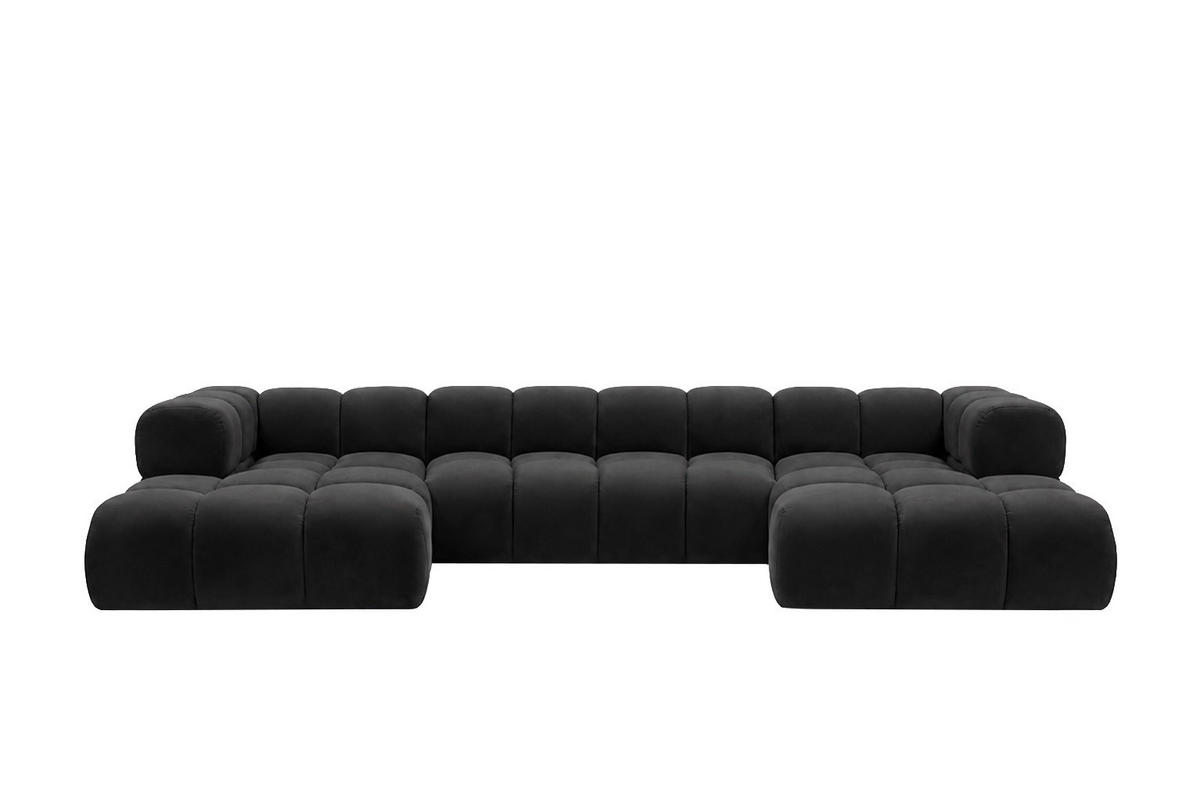 ROHOVÁ SEDAČKA ve tvaru U, velurová tkanina Bluvel, Černá, Averro U XL - černá, dřevo (400/70/150cm) - Kaiser Möbel