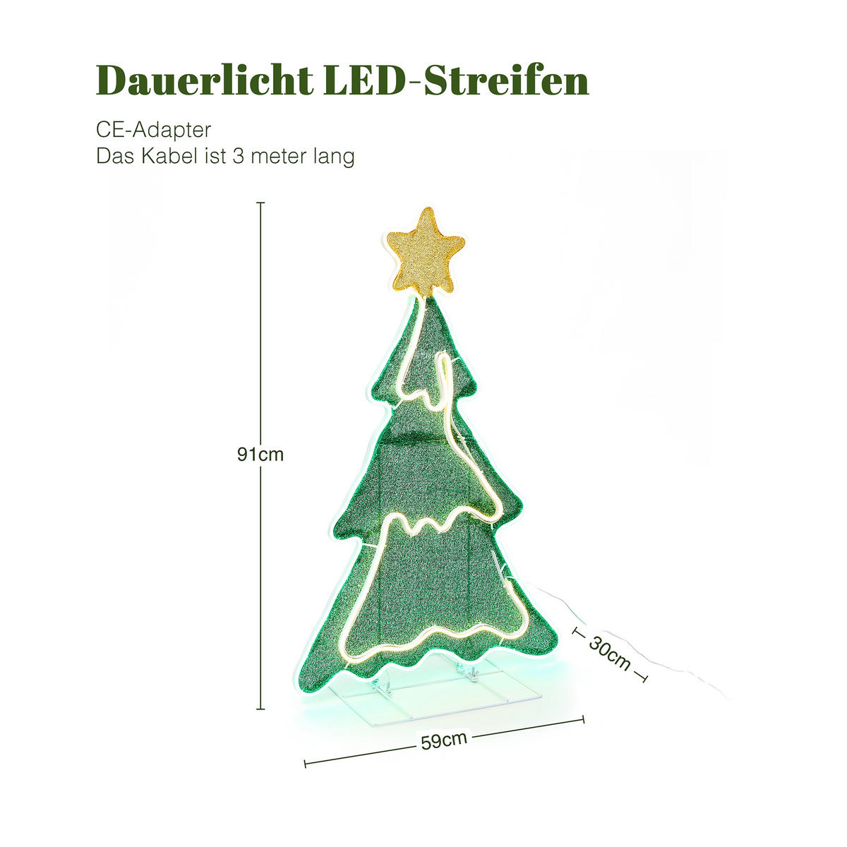 LED Weihnachtsbaum HTHD0225 - Weiß/Grün, Kunststoff/Metall (30/91/59cm) - Hometopia