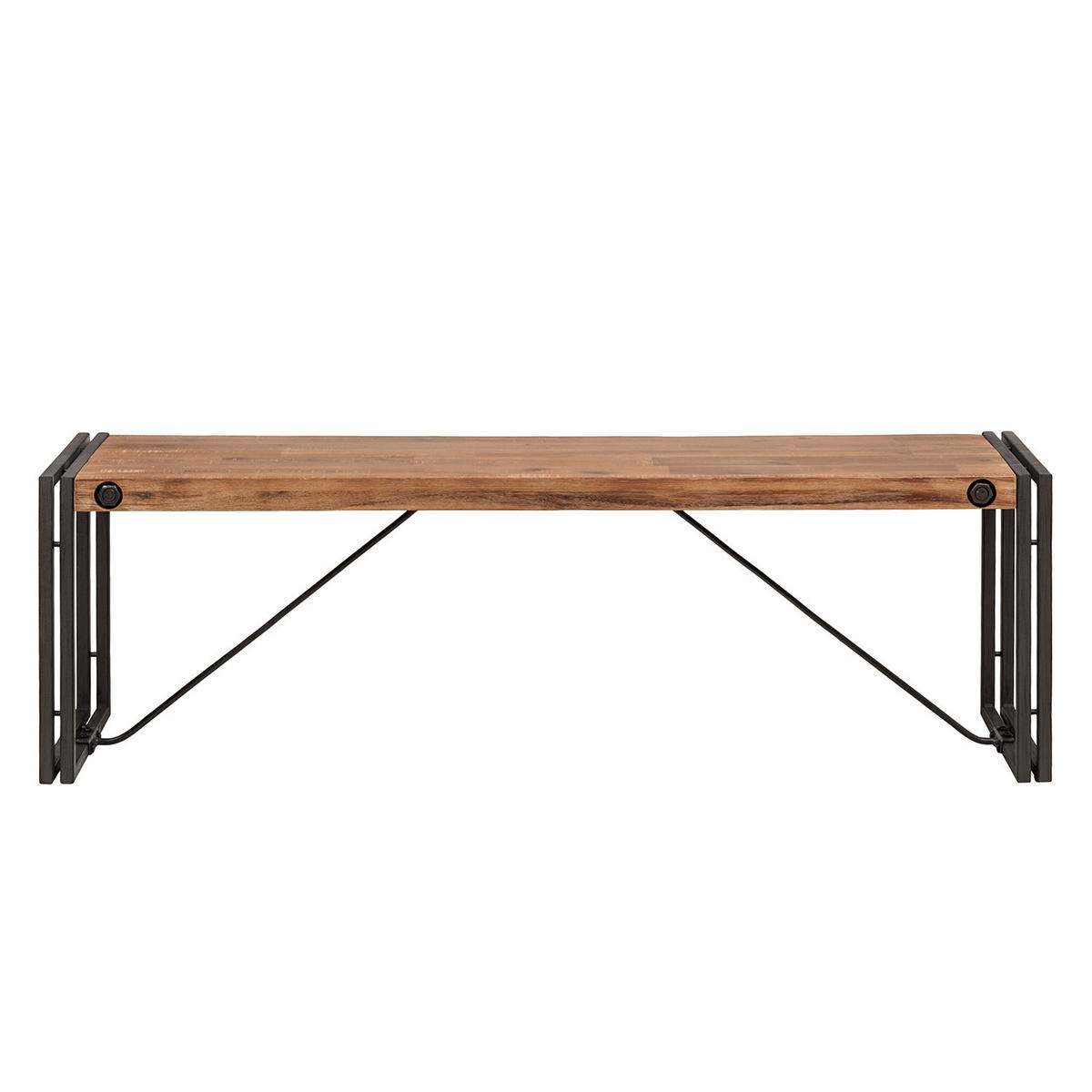 SITZBANK - Akazie massiv / Metall - Akaziefarben, Holz (145/45/35cm) - home24