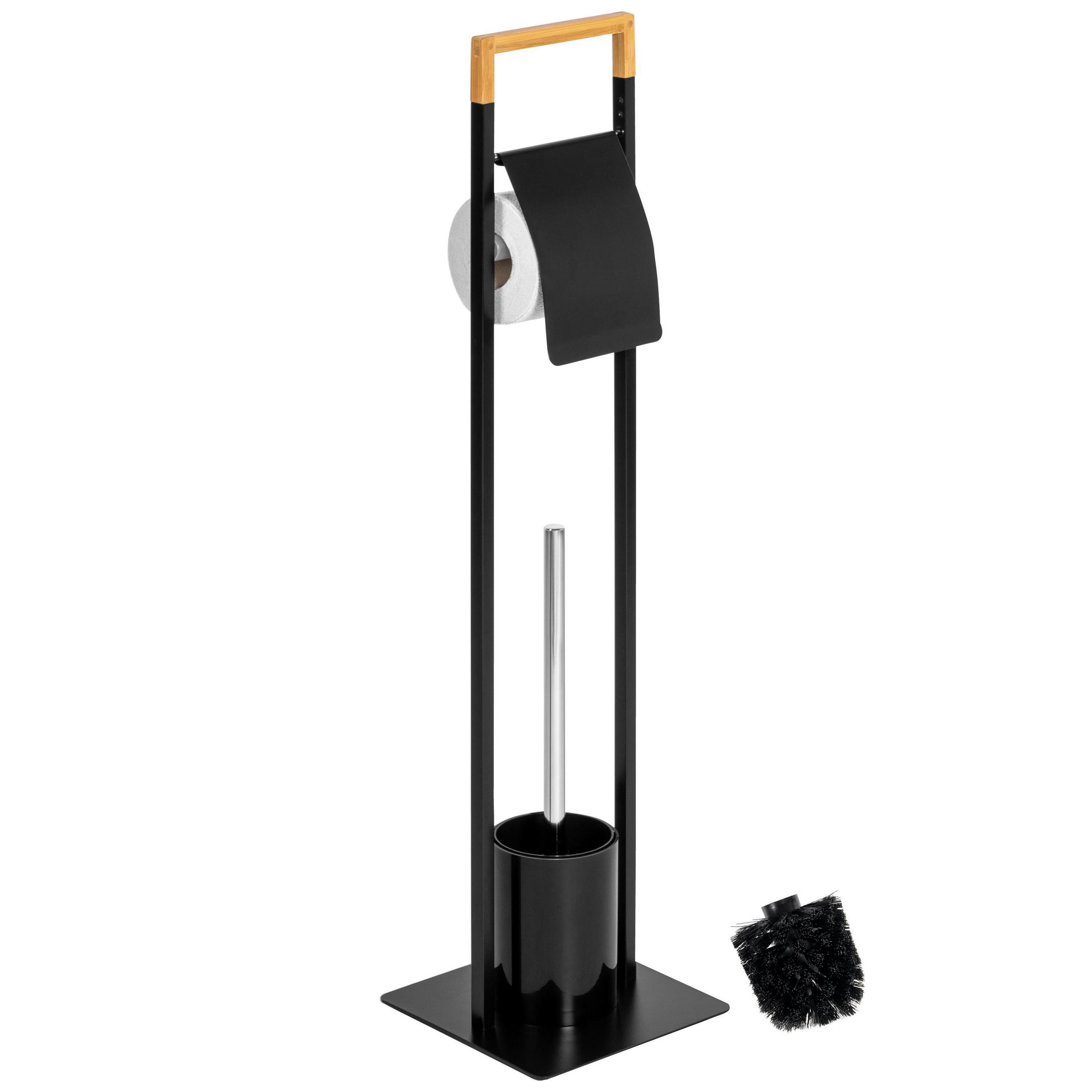 STAND-WC-GARNITUR, schwarz - Schwarz, Metall (19/64/19cm) - bremermann