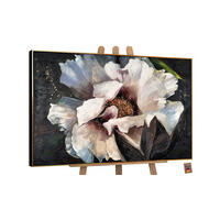 GEMÄLDE Pfingstrosen II Schattenfugenrahmen Schwarz-Gold 140x100 cm - Schwarz Hochglanz, Holz (140/100cm) - YS-art gallery