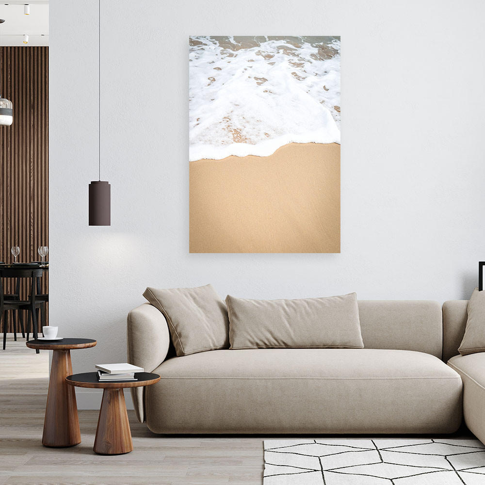 LEINWANDBILD Strand Meer Wellen Natur beige 80x120cm - Beige, Textil (80/120cm) - Feeby