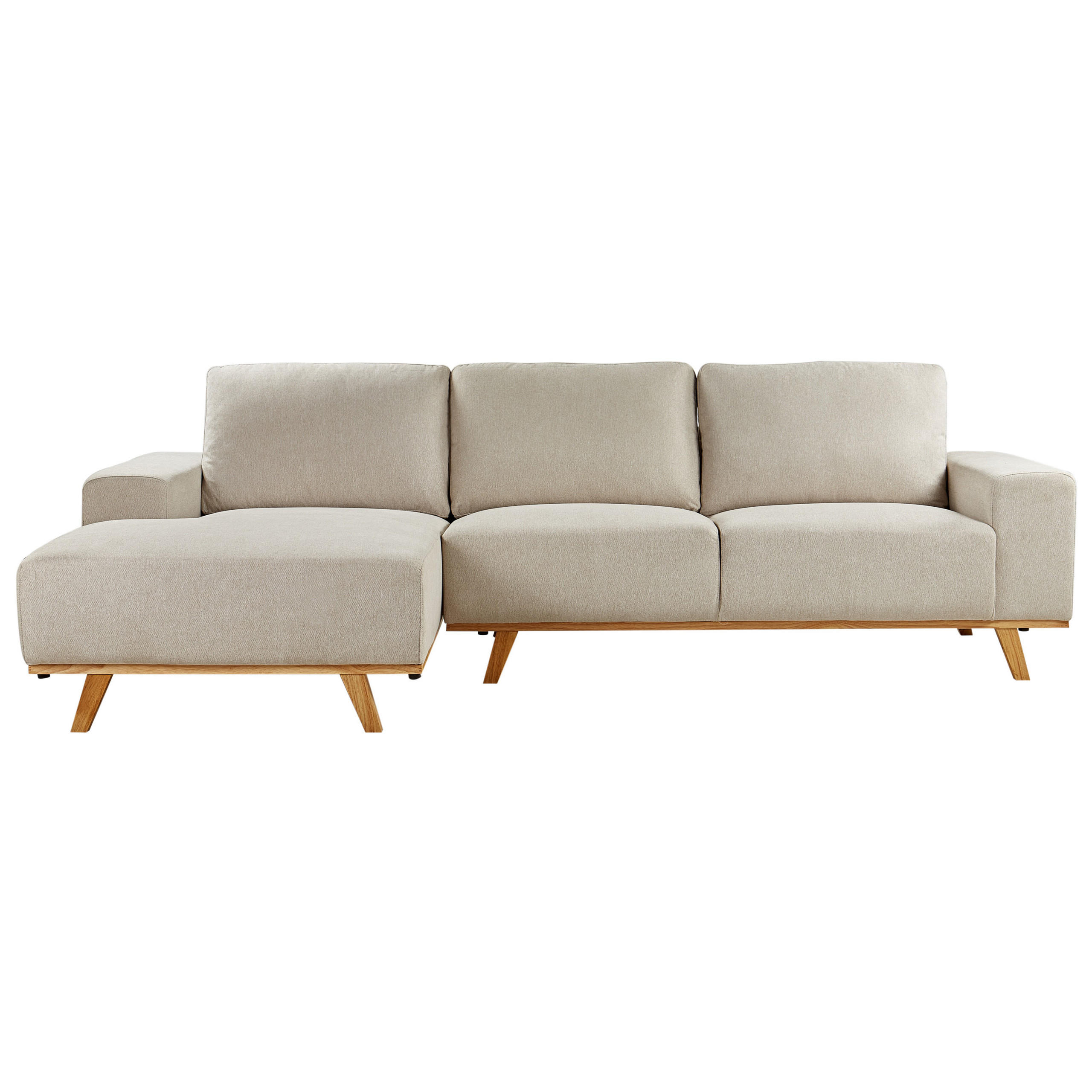 3-SITZER-ECKSOFA Beige linksseitig Nora - Hellbraun/Beige, Textil (279/150cm) - Beliani