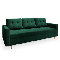 BETTSOFA MILO Grün Plüsch-Stoff mit Schlaffunktion - Grün, Textil (220/93/87cm) - MASSENO
