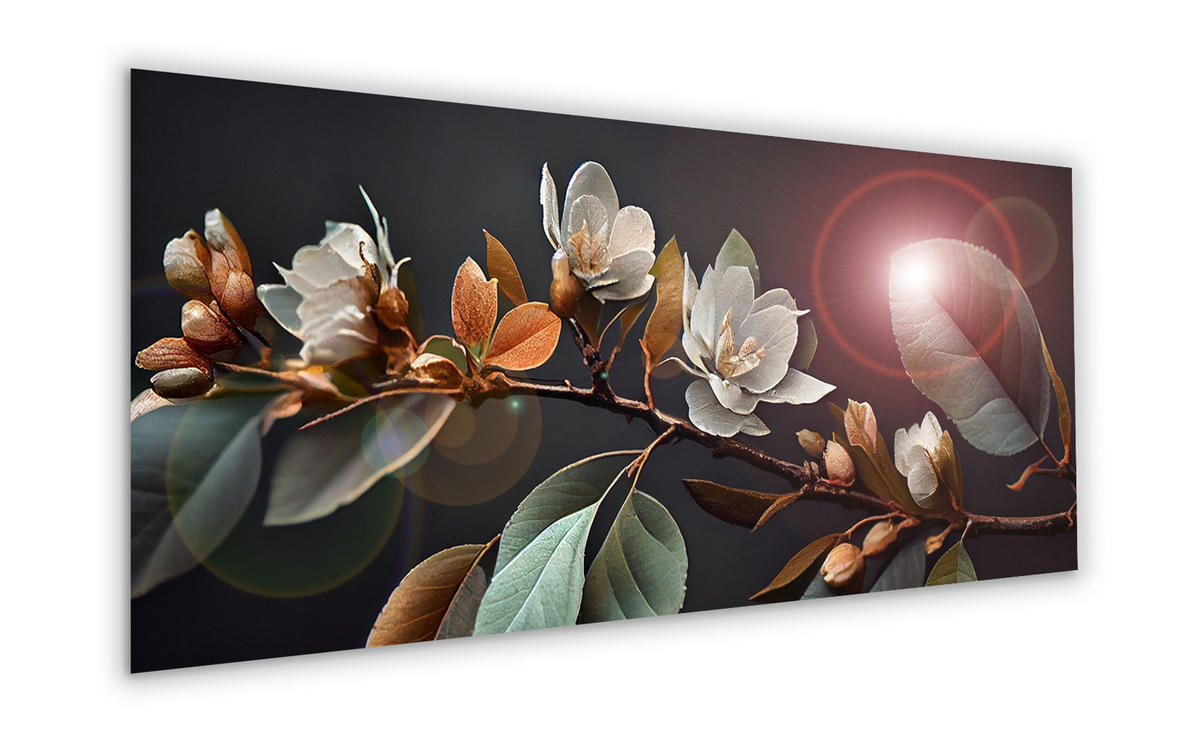 GLASBILD 125x50 cm Blumen anthrazit - Anthrazit, Glas (125/50cm) - artissimo