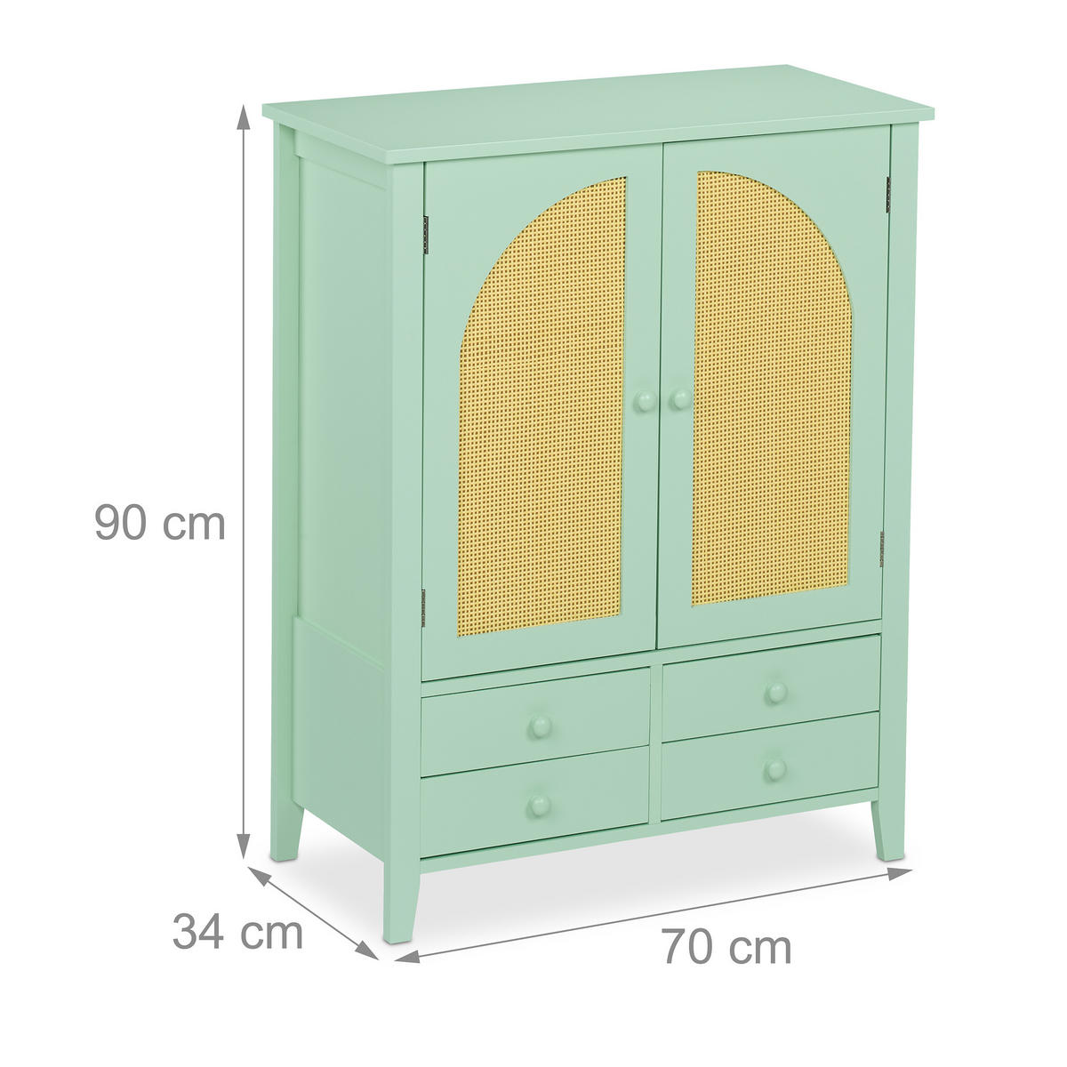 SIDEBOARD - Türkis, Holzwerkstoff/Kunststoff (70/90/34cm) - Relaxdays