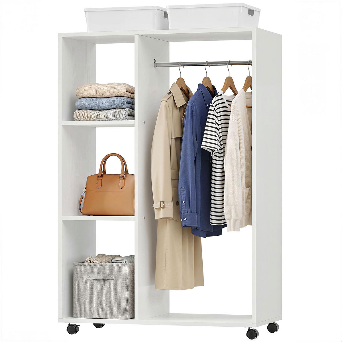 KLEIDERSCHRANK DE-09578 Weiß - Weiß, Holzwerkstoff (80/128/40cm) - ComfortXL
