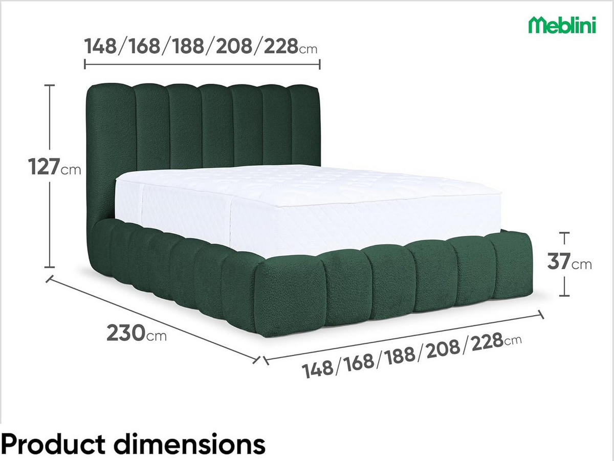 POLSTERBETT Carlos - Grün, Textil (120/200cm) - Meblini