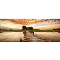 GLASBILD 80x30 cm Sonnenuntergang Orange - Beige, Glas (80/30cm) - artissimo