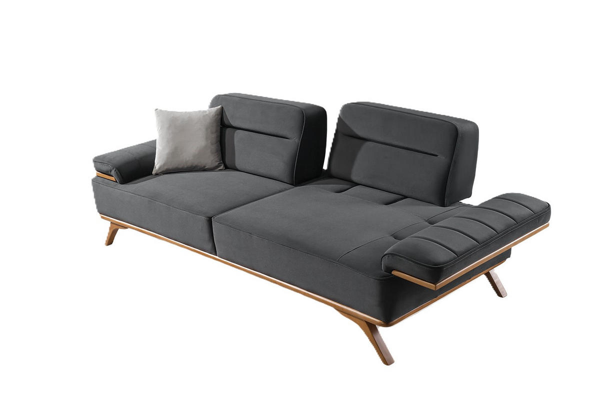 SOFA Andorra 2-Sitzer Samt Grau - Grau, Textil (200/85/95cm) - Villa Möbel