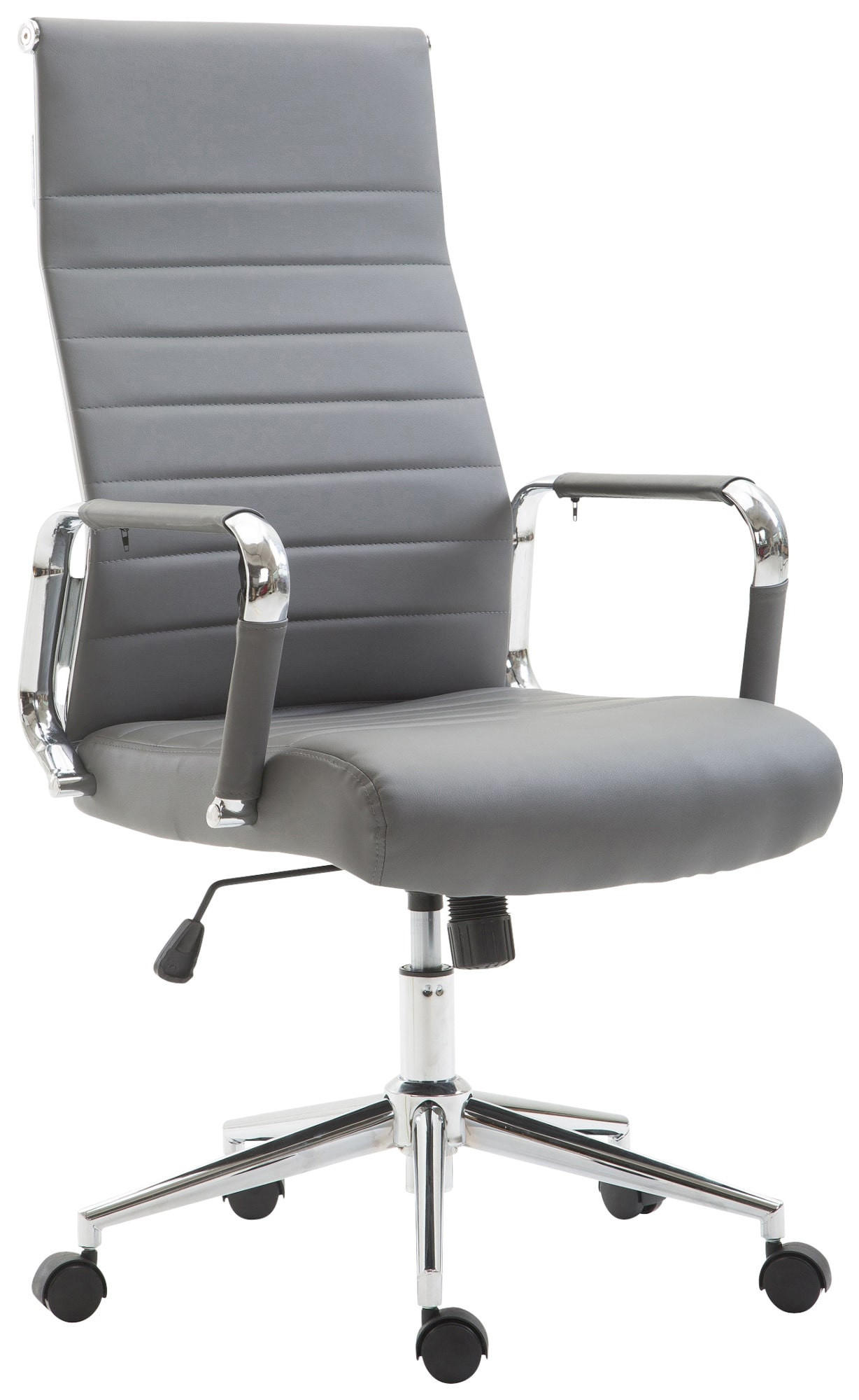 DREHSTUHL Lederlook grau - Chromfarben/Grau, Textil/Metall (58/105/66cm) - CLP