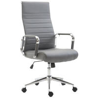 DREHSTUHL Lederlook grau - Chromfarben/Grau, Textil/Metall (58/105/66cm) - CLP