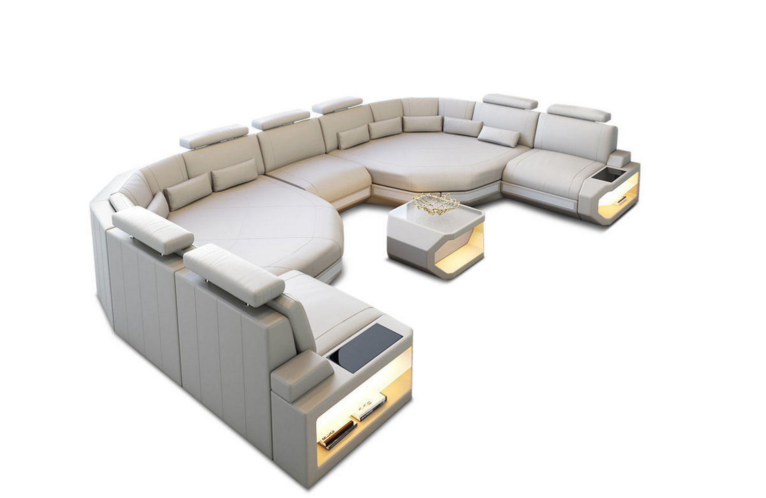 WOHNLANDSCHAFT Asti XXL - Beige, Leder (435/93/280cm) - Sofa Dreams