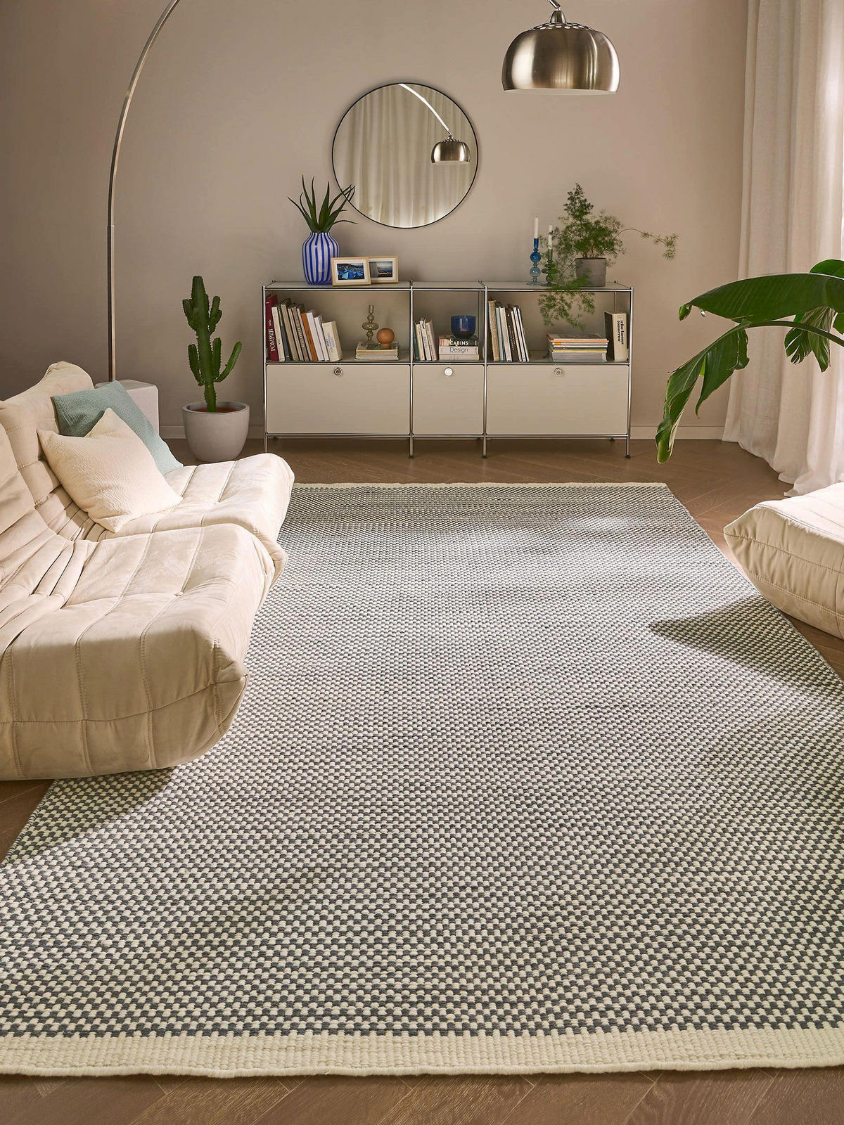 WOLLTEPPICH Laura handgewebt 120/170 cm - Grau, Naturmaterialien/Textil (120/170cm) - benuta Pure