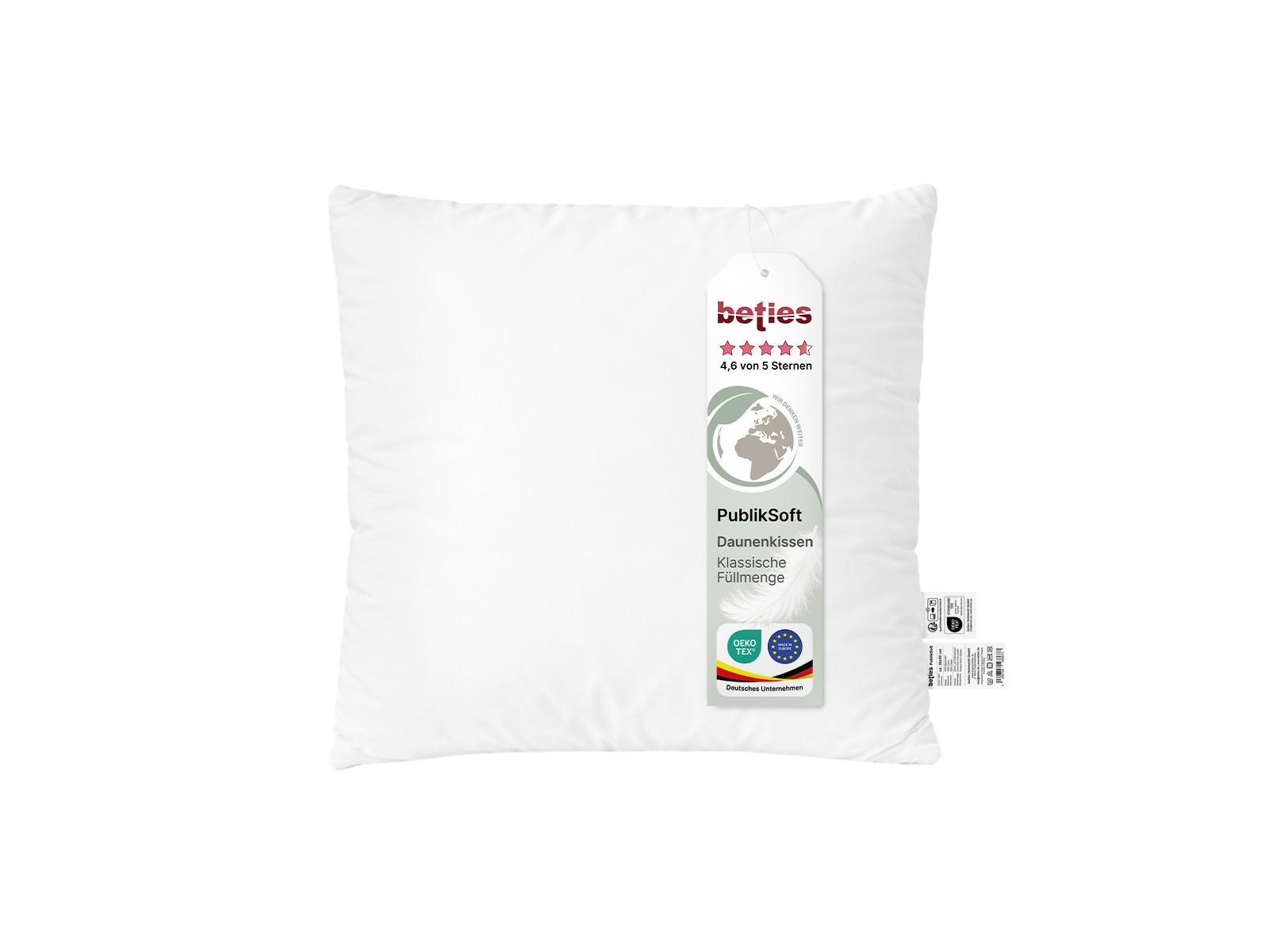 DAUNENKISSEN PublikSoft 45/45 cm - Weiß, Naturmaterialien/Textil (45/45cm) - beties Heimtextil