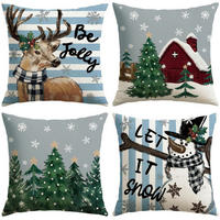 KISSENBEZÜGE 4er Set 40 x 40 cm Weihnachten Schneemann Elch - Multicolor, Textil (40/40cm)