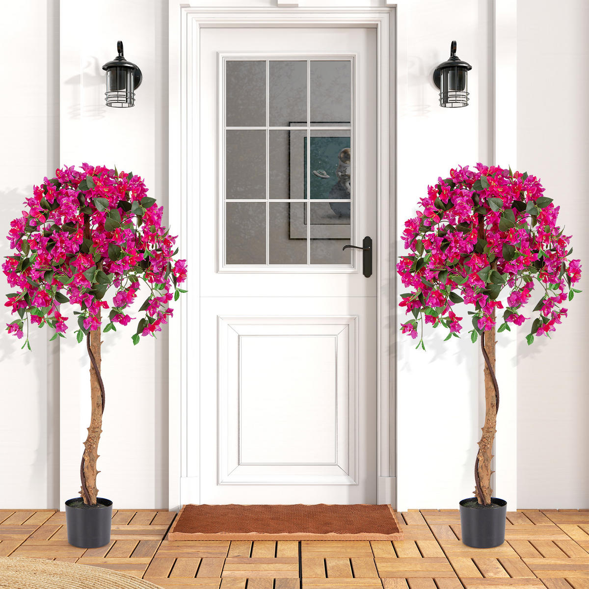 AZALEENBAUM Künstlicher 135 cm rot - Grün, Kunststoff (135cm) - COSTWAY