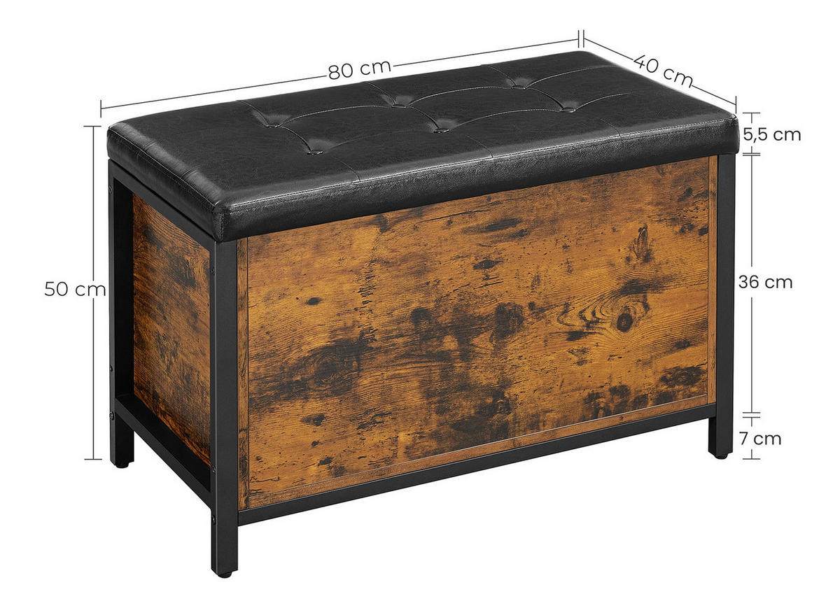 AUFBEWAHRUNGSBOX mit deckel, braun/schwarz - Braun, Holzwerkstoff (80/50/40cm)