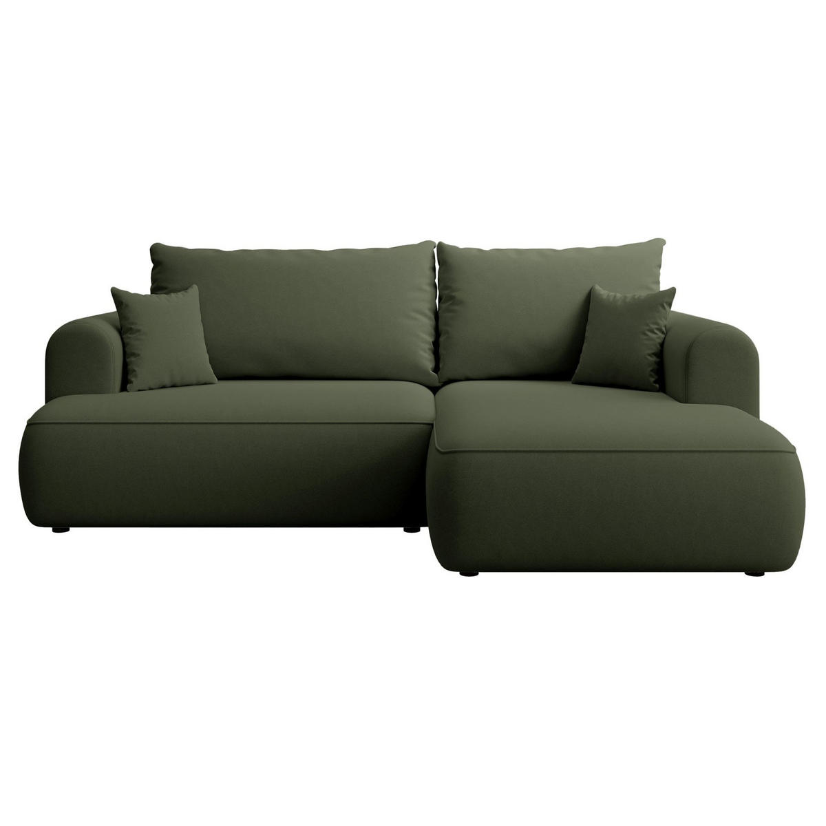 ECKSCHLAFSOFA Ovo Mini Olivgrün Easy-Clean-Samtbezug - Schwarz/Olivgrün, Kunststoff/Textil (238/156cm) - Selsey