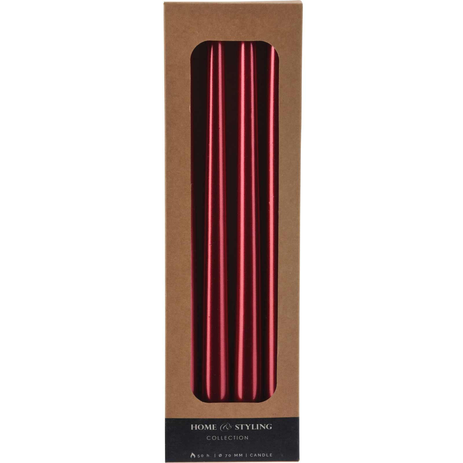 TISCHKERZEN Metallisch 30 cm - Rot, Paraffin (2.1/30/2.1cm) - Home Styling Collection