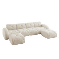 WOHNLANDSCHAFT DE-34276 4-Sitzer mit 2 Hockern Beige - Beige, Textil (171/76/358cm) - ComfortXL