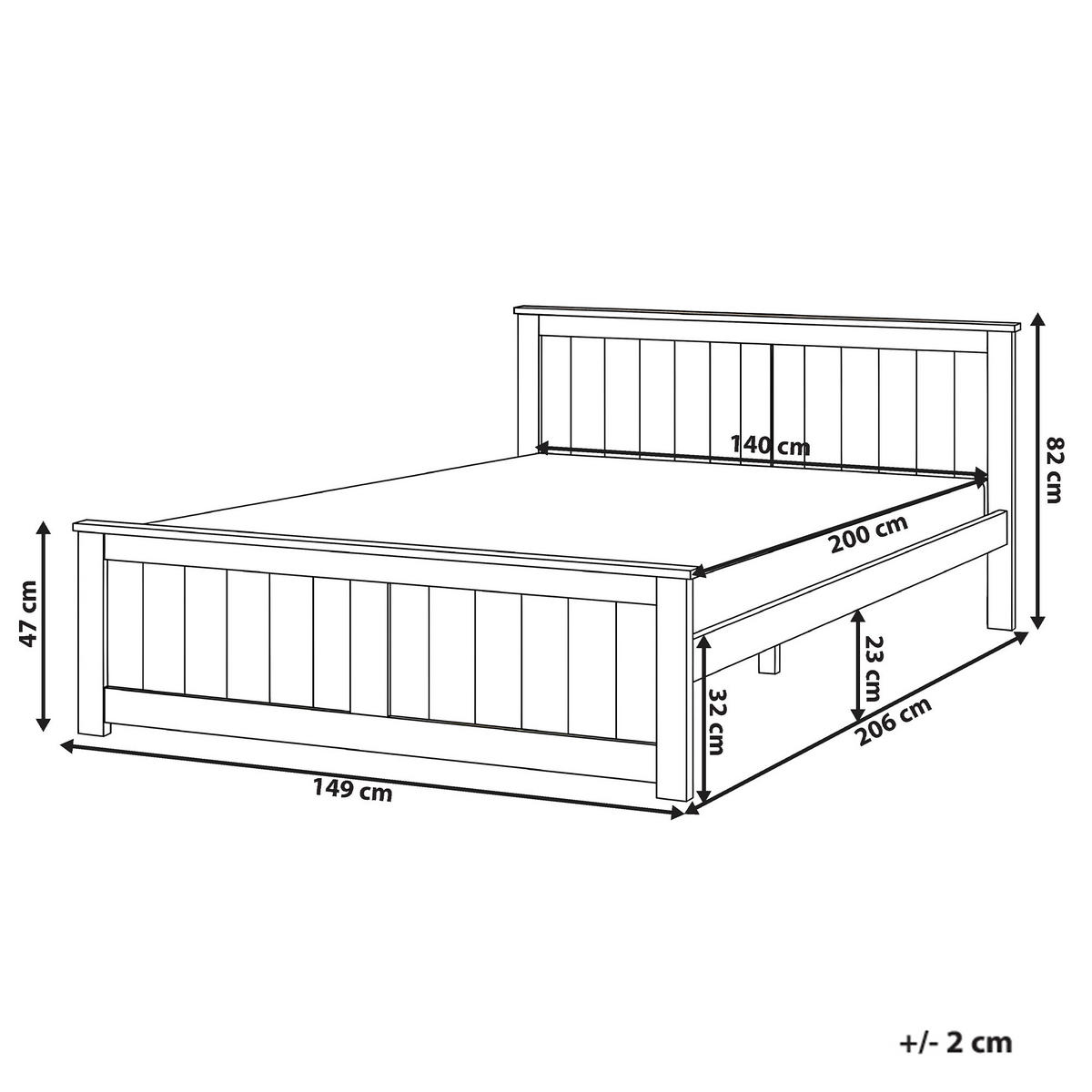 BETT mit Lattenrost 140/200 Kiefernholz Weiß Sabran - Weiß, Holz (140/200cm) - Beliani