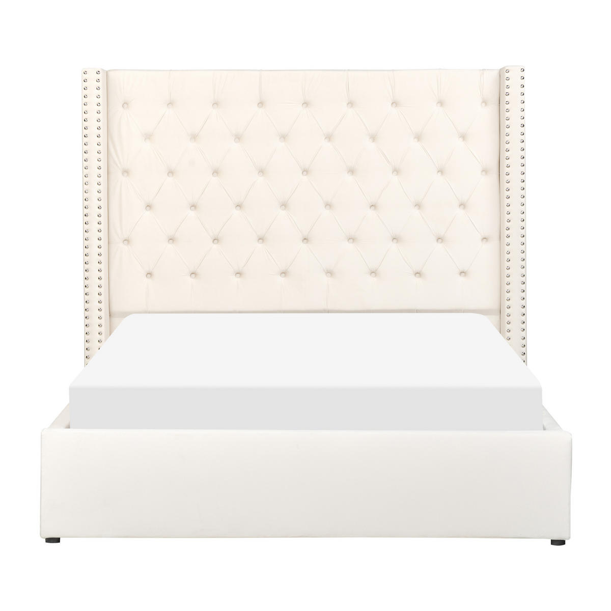 POLSTERBETT 140/200cm Cremeweiß Lubbon - Creme, Textil (140/200cm) - Beliani