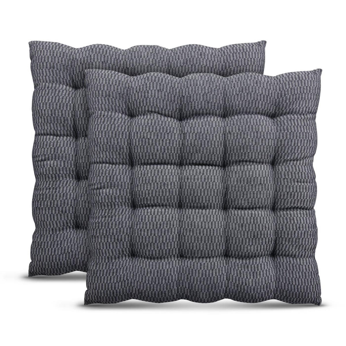 SITZKISSEN Lissabon 40x40cm Grau 2er Pack - Grau, Textil (40/40/6cm)