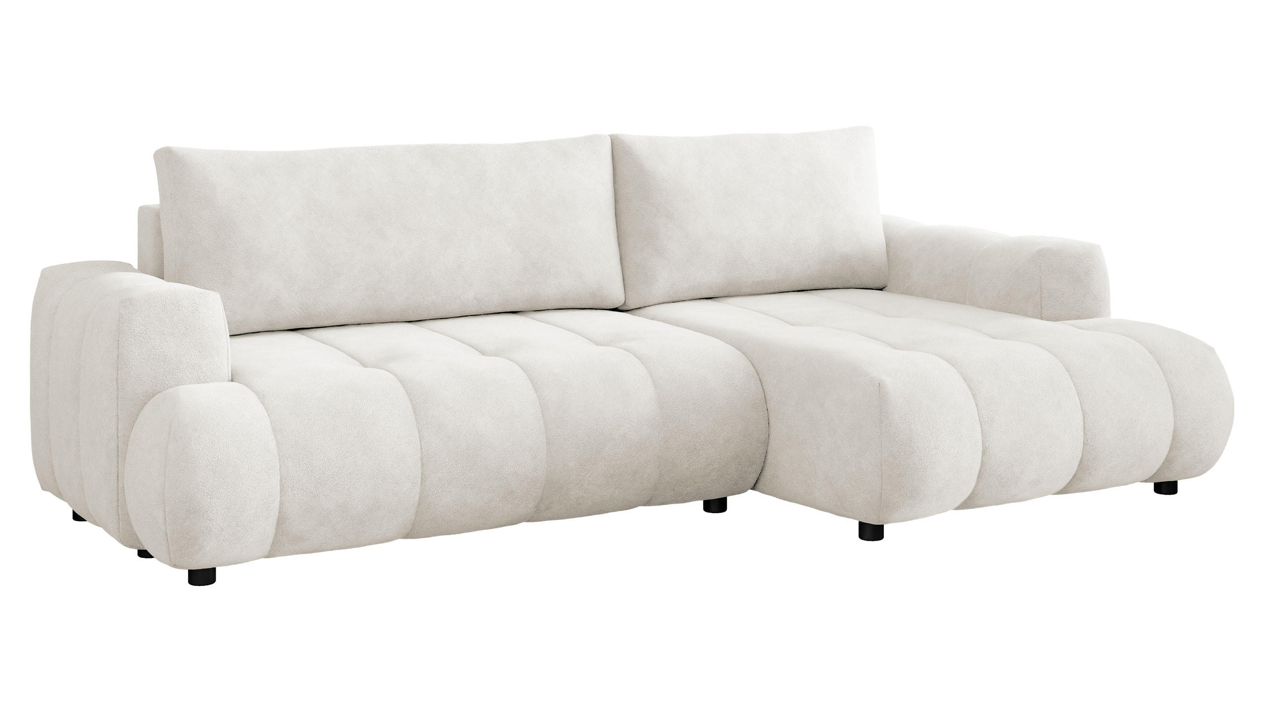 ECKSOFA Haiti, Seite: Rechts 2R+LC - Creme/Schwarz, Holz/Textil (276/156cm) - MIRJAN24