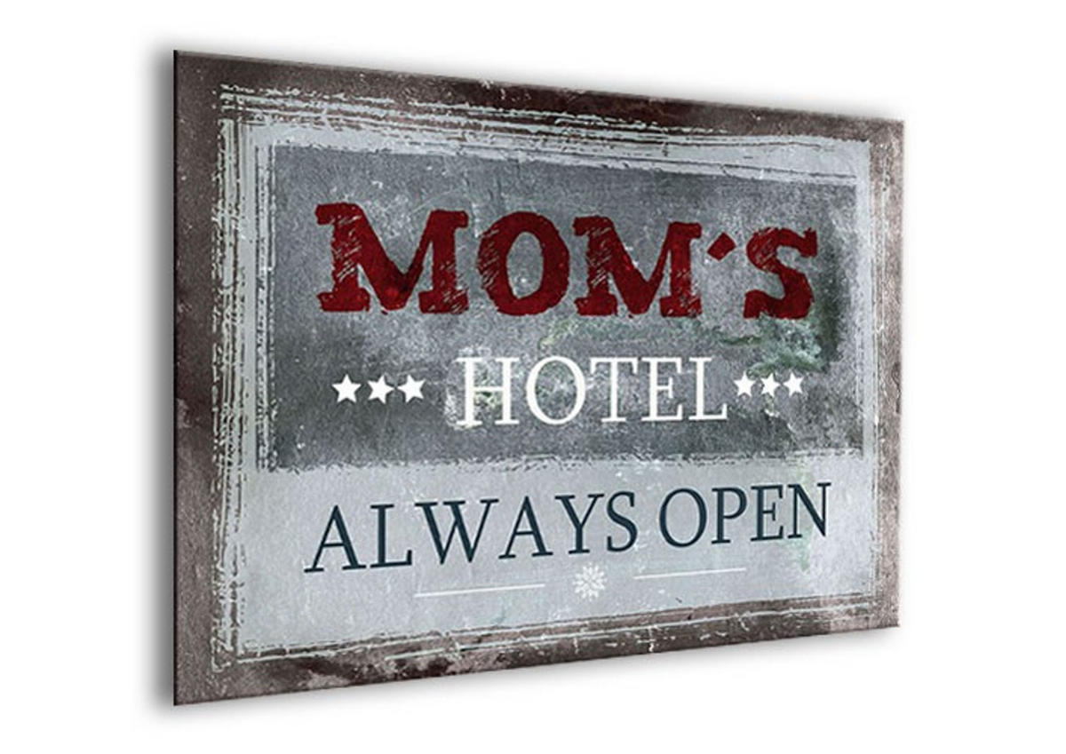 BILD 30x20 cm Spruch Hotel Mamam - Anthrazit, Holzwerkstoff (30/20/2cm) - artissimo