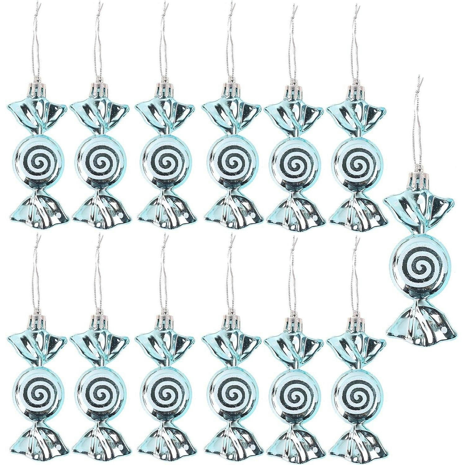 WEIHNACHTSBAUMSCHMUCK Zuckerstange 12 Stück Set Eisblau - Hellblau, Kunststoff (3/1/8cm)