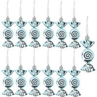 WEIHNACHTSBAUMSCHMUCK Zuckerstange 12 Stück Set Eisblau - Hellblau, Kunststoff (3/1/8cm)