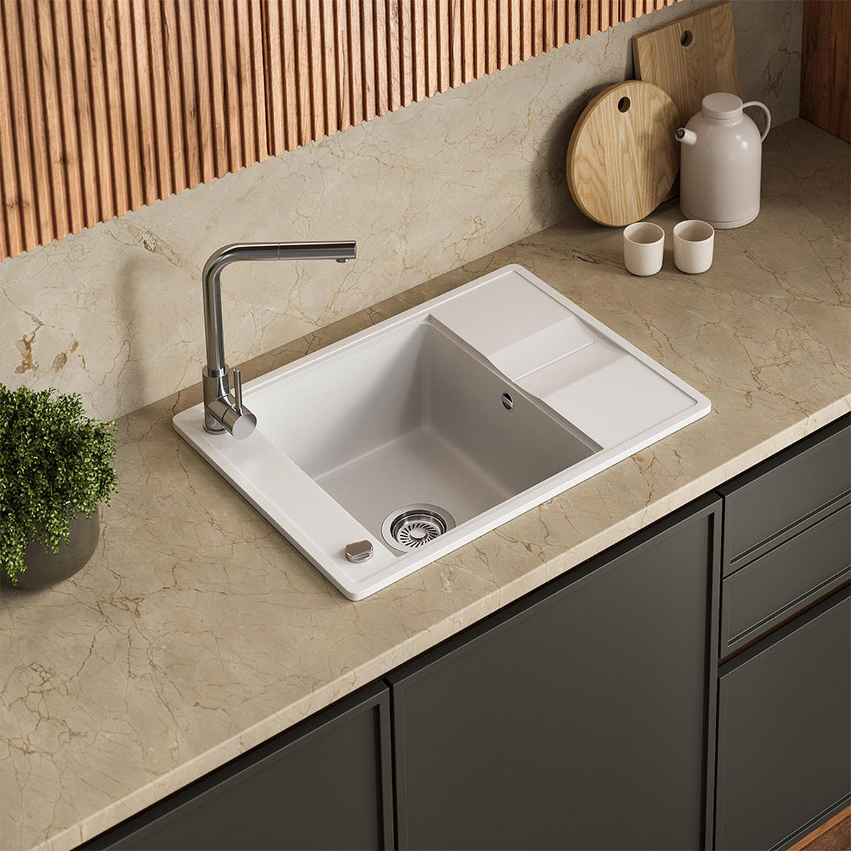 SPÜLBECKEN Osaka Weiß 67 x 50 cm - Weiß, Keramik (67/20/50cm) - Bergstroem