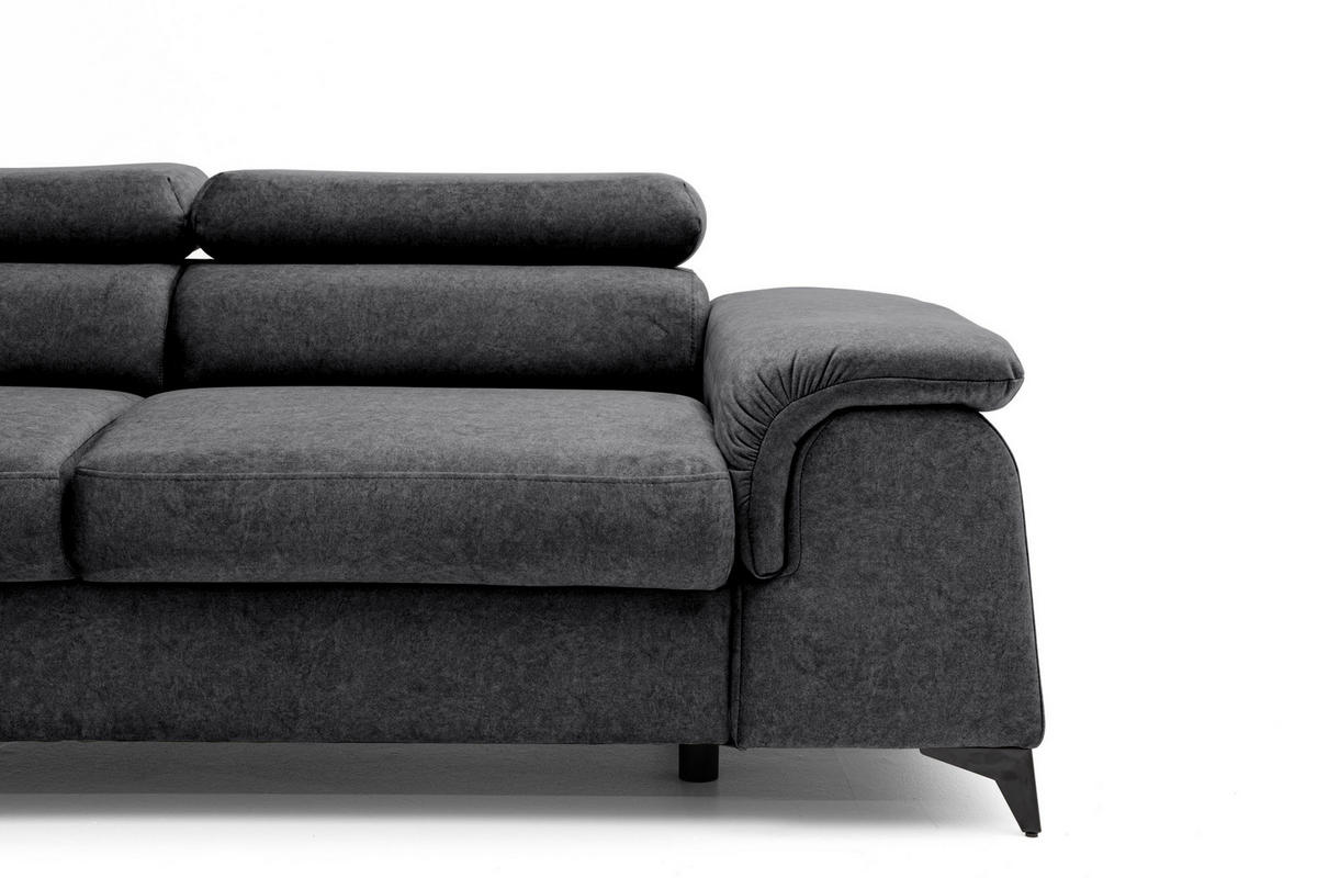 2-SITZER-SOFA PLAZA 200 cm Velours Dunkelgrau - Dunkelgrau/Schwarz, Holz/Textil (200/90/100cm) - Muffo