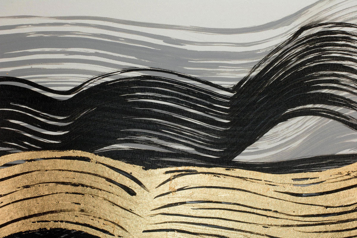 ACRYLBILD HANDGEMALT 120/60 cm - Schwarz/Weiß, Holz/Textil (1.6/60cm) - KUNSTLOFT