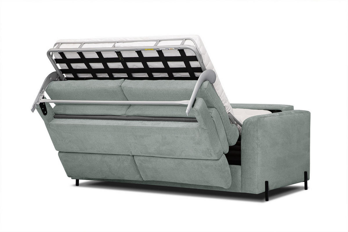 SOFA MEZO 3-Sitzer mit Schlaffunktion, platinfarben - Platinfarben/Schwarz, Holz/Textil (232/90/107cm) - Courtois Laville