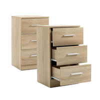 NACHTTISCH mit 3 Schubladen 37,6/35,2/65,5 cm in Natur – kompakt und stauraumstark - Weiß, Holzwerkstoff (35.2/65.5/37.6cm) - BEAOK