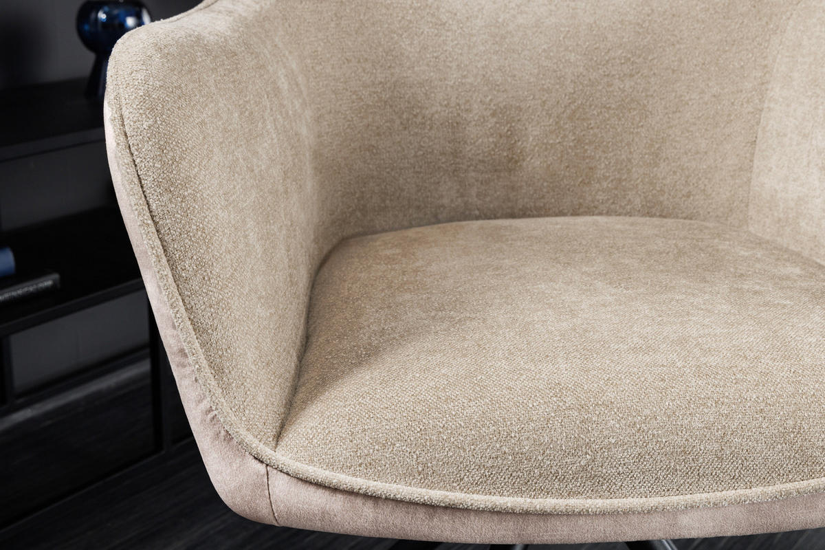 STUHL VERONA Samt Champagner 80 cm - Champagner/Schwarz, Textil/Metall (58/80/59cm) - riess-ambiente