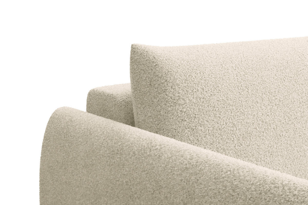 SOFA TAUER 3-Sitzer, Bouclé-Stoff ecru - Ecru/Schwarz, Holz/Textil (206/84/112cm) - Courtois Laville