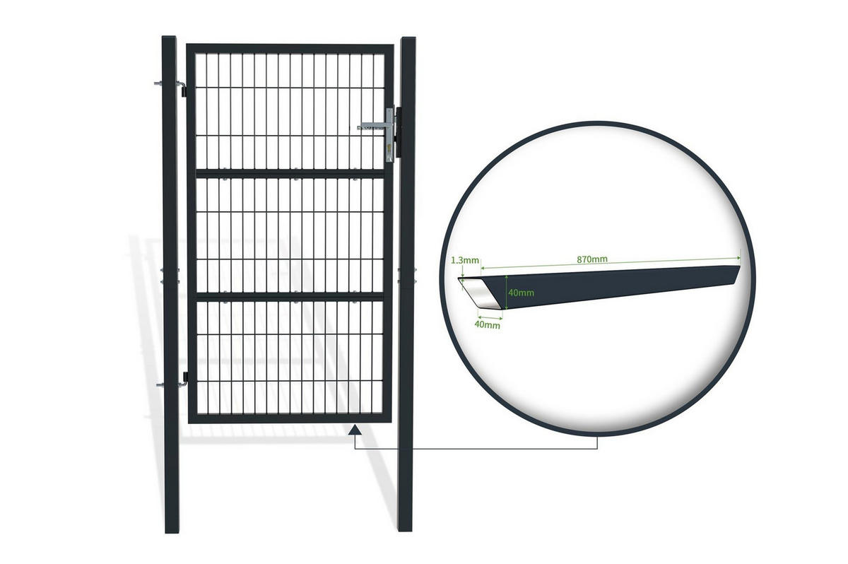 ZAUNTOR Razo grau 1m H.160cm Metall - Grau, Metall (106/166cm) - Casanoov