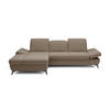 ECKSOFA FELICE L-S Braun Geflochtener Stoff mit Schlaffunktion - Braun, Holz (284/166cm) - MASSENO